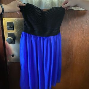 Charlotte Russe black/blue strapless dress sz L